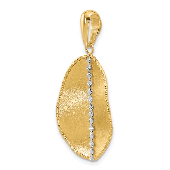 Leslie's 14K Two-tone Polished and Satin Teardrop Pendant