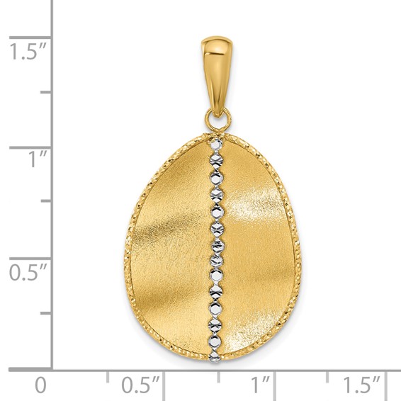 Leslie's 14K Two-tone Polished and Satin Teardrop Pendant