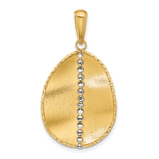Leslie's 14K Two-tone Polished and Satin Teardrop Pendant