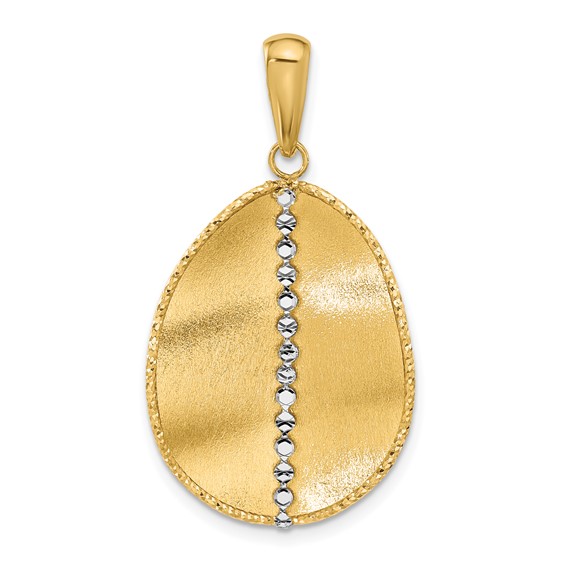 Leslie's 14K Two-tone Polished and Satin Teardrop Pendant