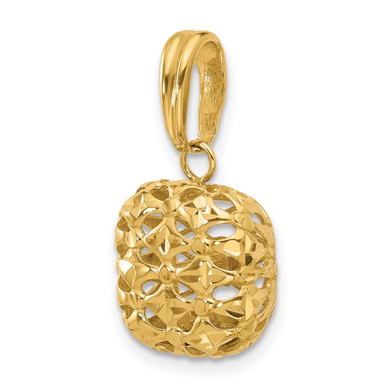 Leslie's 14K Polished Puffed Square Pendant