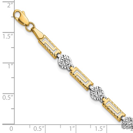 Leslie's 14K Two-tone Polished and Diamond-cut Fancy Link Bracelet