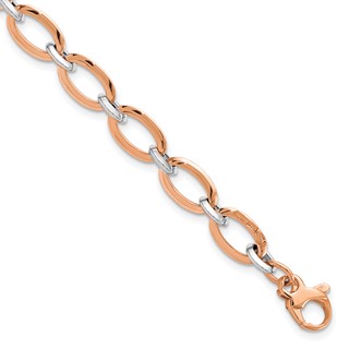 Leslie's 14K White and Rose Gold Polished w/.5in ext. Bracelet