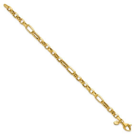 Leslie's 14K Polished and Hammered Fancy Link Bracelet