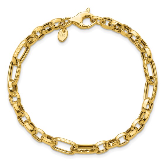 Leslie's 14K Polished and Hammered Fancy Link Bracelet