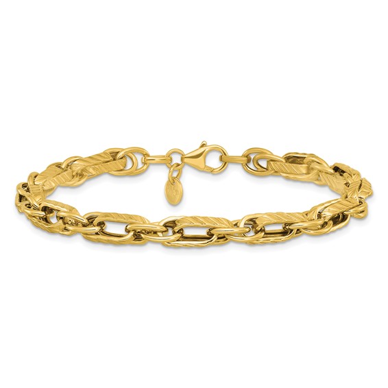 Leslie's 14K Polished and Grooved Fancy Link Bracelet