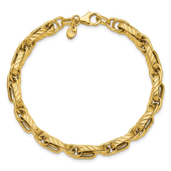 Leslie's 14K Polished and Grooved Fancy Link Bracelet