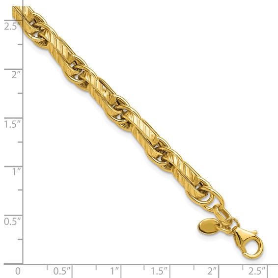 Leslie's 14K Polished and Grooved Fancy Link Bracelet