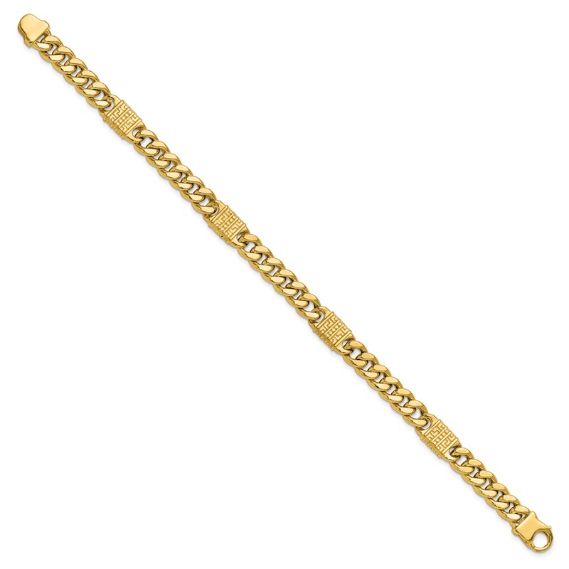 14K Polished with Design Fancy Link Men's Bracelet