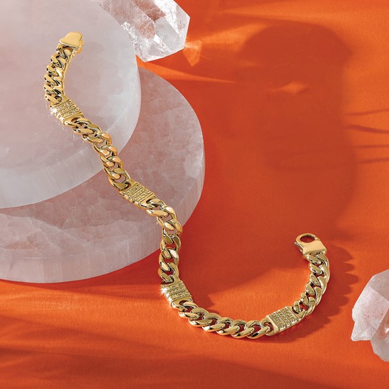 Leslie's 14K Polished with Design Fancy Link Men's Bracelet