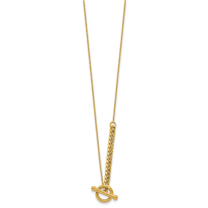14K Polished Drop Toggle w/1in ext. Necklace