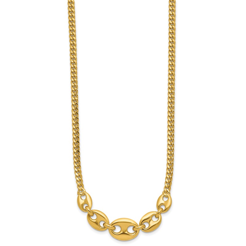 14K Polished Fancy Curb Link Necklace