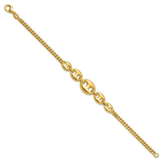 Leslie's 14K Polished Fancy Curb Link Bracelet