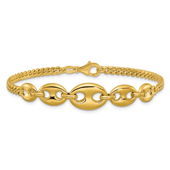 Leslie's 14K Polished Fancy Curb Link Bracelet