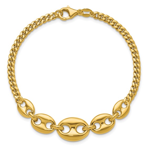 Leslie's 14K Polished Fancy Curb Link Bracelet