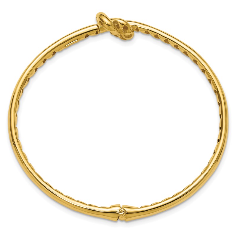 14K Polished Hollow Knot Hinged Bangle