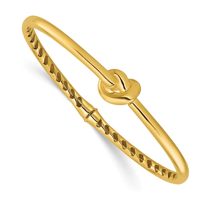 14K Polished Hollow Knot Hinged Bangle