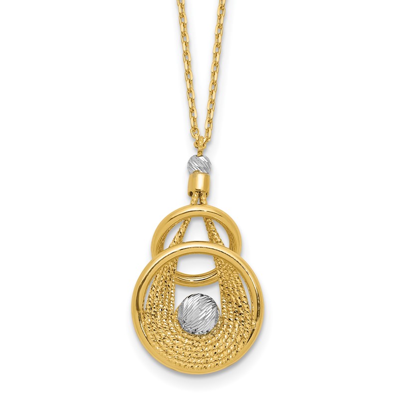 14K TT Polish/Dia-cut Fancy Teardrop w/.5in ext. Necklace