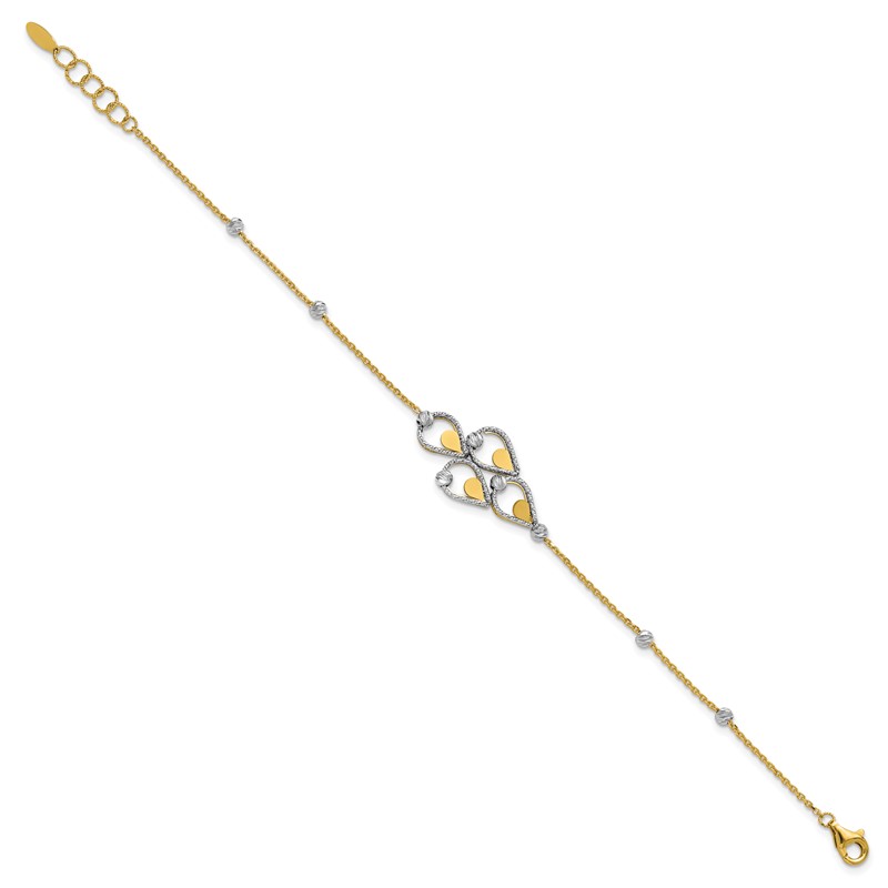 14K TT Polished / Dia-cut Fancy Bracelet w/.5in ext. Bracelet