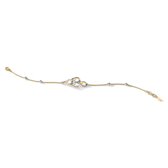 Leslie's 14K TT Polished / Dia-cut Fancy Bracelet w/.5in ext. Bracelet