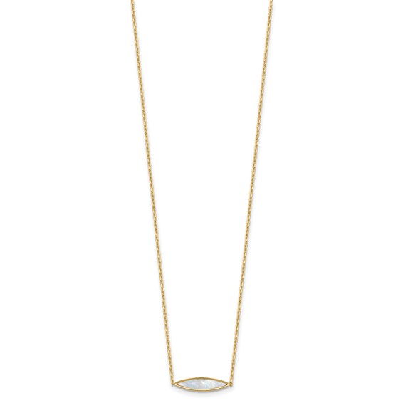 Leslie's 14K Polished Mother of Pearl w/1in ext. Necklace