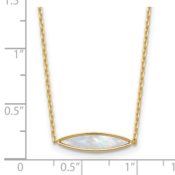 Leslie's 14K Polished Mother of Pearl w/1in ext. Necklace