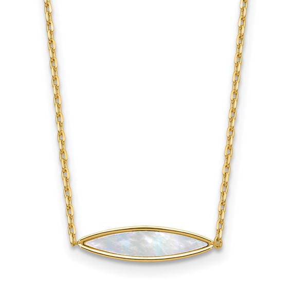 Leslie's 14K Polished Mother of Pearl w/1in ext. Necklace