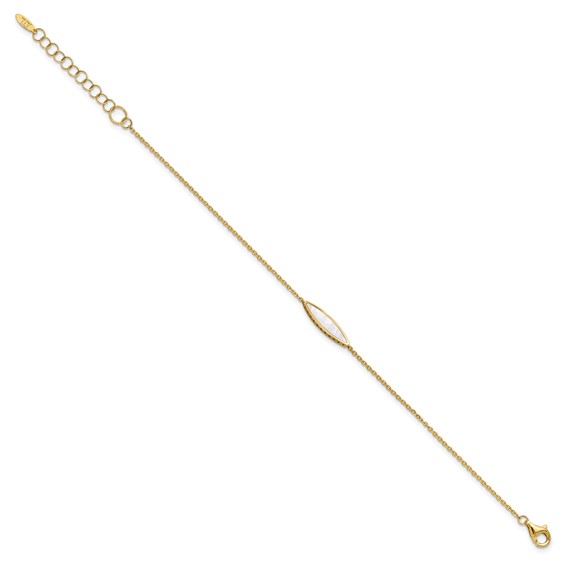Leslie's 14K Polished Mother of Pearl w/1in ext. Bracelet