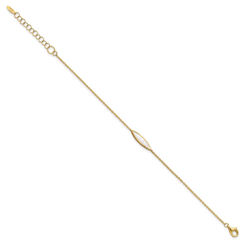 14K Polished Mother of Pearl w/1in ext. Bracelet