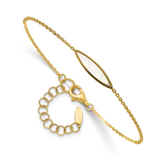 Leslie's 14K Polished Mother of Pearl w/1in ext. Bracelet