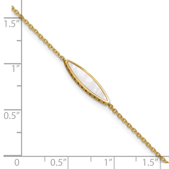 Leslie's 14K Polished Mother of Pearl w/1in ext. Bracelet