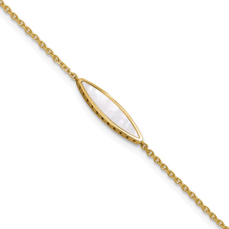 14K Polished Mother of Pearl w/1in ext. Bracelet