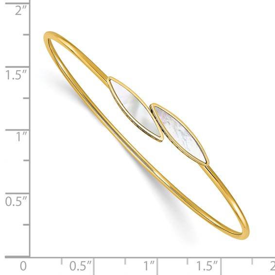 Leslie's 14K Polished Mother of Pearl Bypass Flexible Bangle