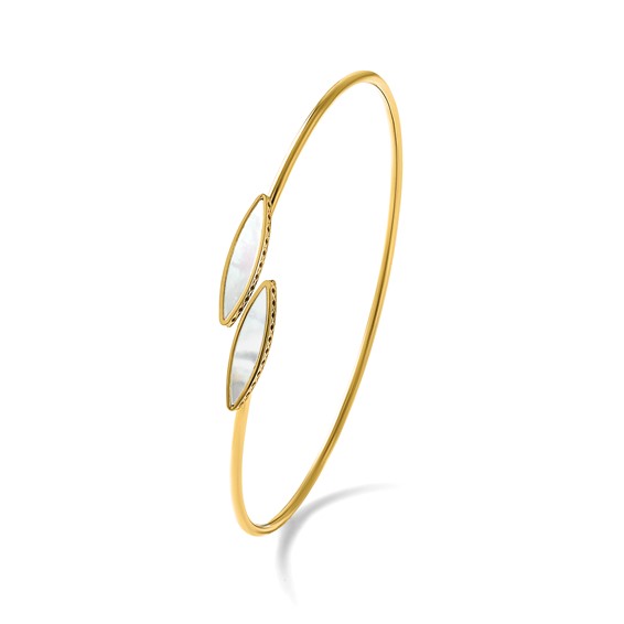 Leslie's 14K Polished Mother of Pearl Bypass Flexible Bangle