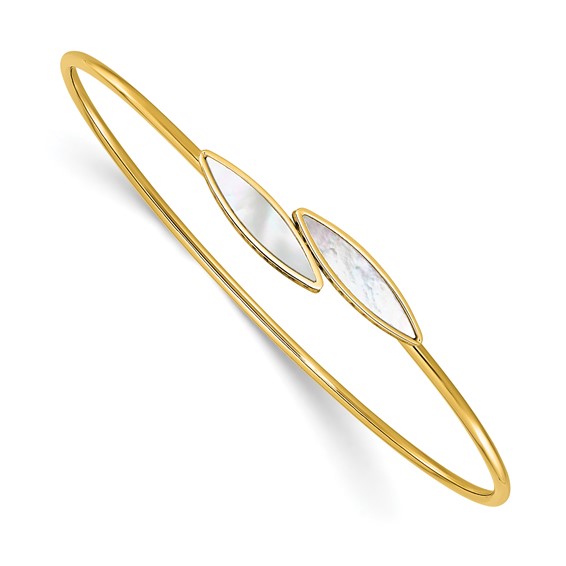 Leslie's 14K Polished Mother of Pearl Bypass Flexible Bangle