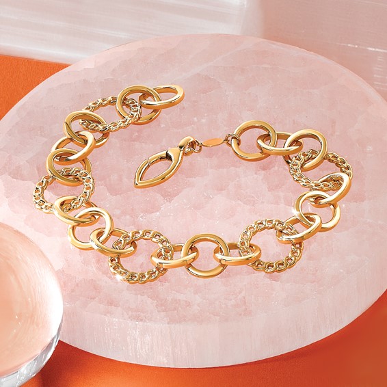 Leslie's 14K Polished Fancy Circle Link Bracelet