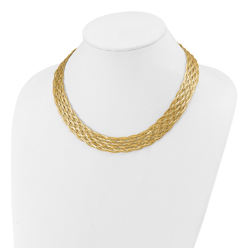 14K Polished Braided Mesh Necklace