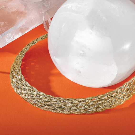 Leslie's 14K Polished Braided Mesh Necklace