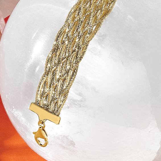 Leslie's 14K Polished Braided Mesh Bracelet