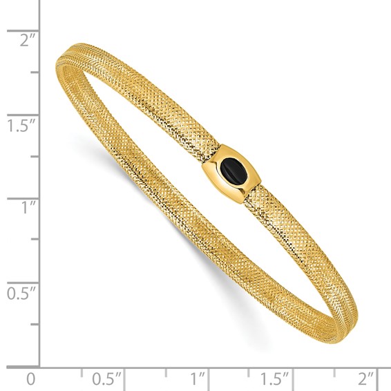 Leslie's 14K Polished Onyx Mesh Slip-on Stretch Bracelet