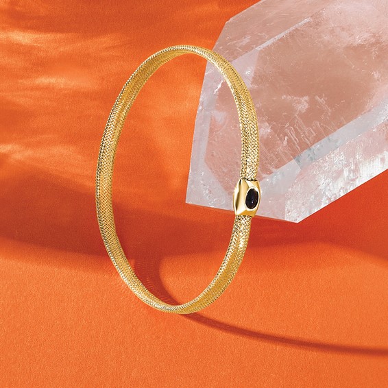 Leslie's 14K Polished Onyx Mesh Slip-on Stretch Bracelet