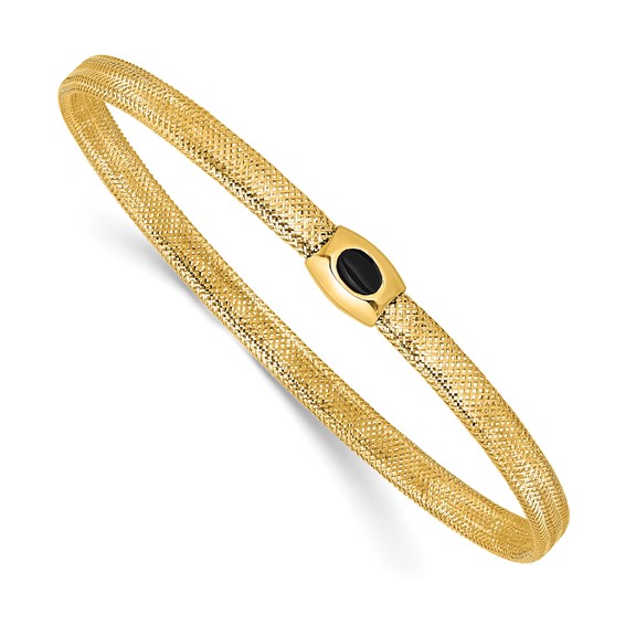 Leslie's 14K Polished Onyx Mesh Slip-on Stretch Bracelet