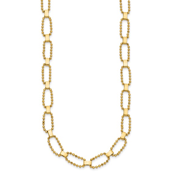 Leslie's 14K Polished / Dia-cut Fancy Beaded Link w/ 2in ext. Necklace