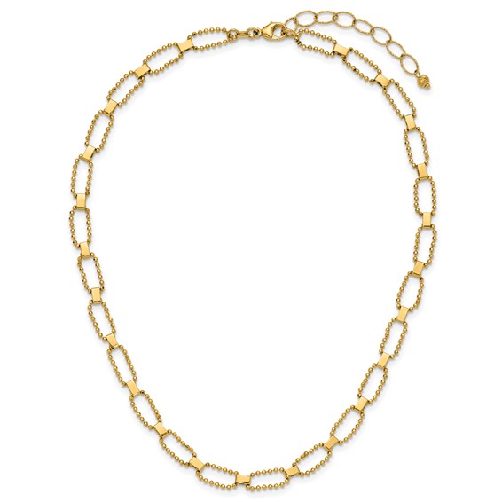Leslie's 14K Polished / Dia-cut Fancy Beaded Link w/ 2in ext. Necklace