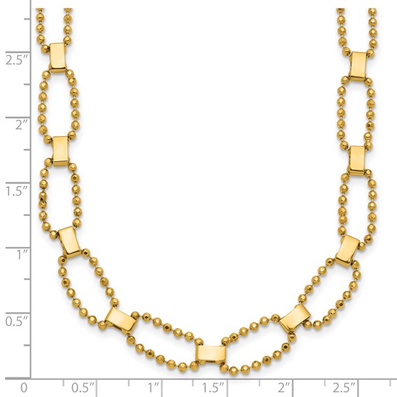 Leslie's 14K Polished / Dia-cut Fancy Beaded Link w/ 2in ext. Necklace