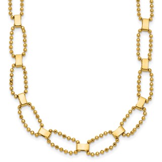 Leslie's 14K Polished / Dia-cut Fancy Beaded Link w/ 2in ext. Necklace