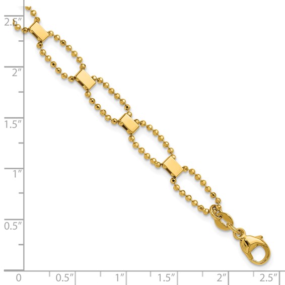 Leslie's 14K Polished / Dia-cut Fancy Beaded Link w/ 1in ext. Bracelet