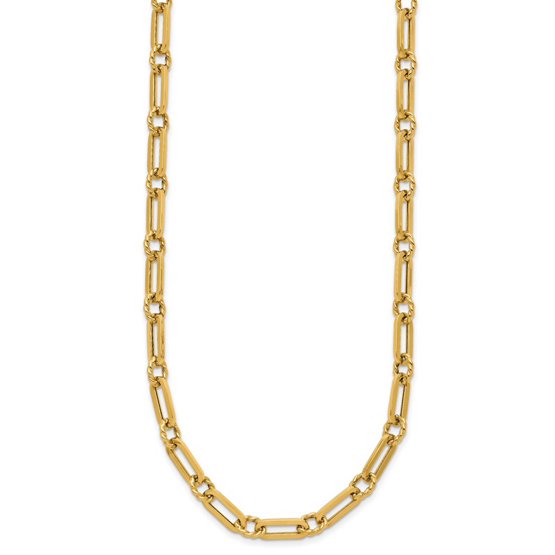 14K Polished and Twisted Fancy Link Toggle Necklace