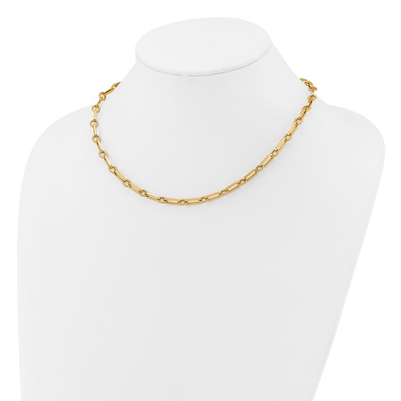 Leslie's 14K Polished and Twisted Fancy Link Toggle Necklace