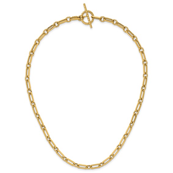 Leslie's 14K Polished and Twisted Fancy Link Toggle Necklace